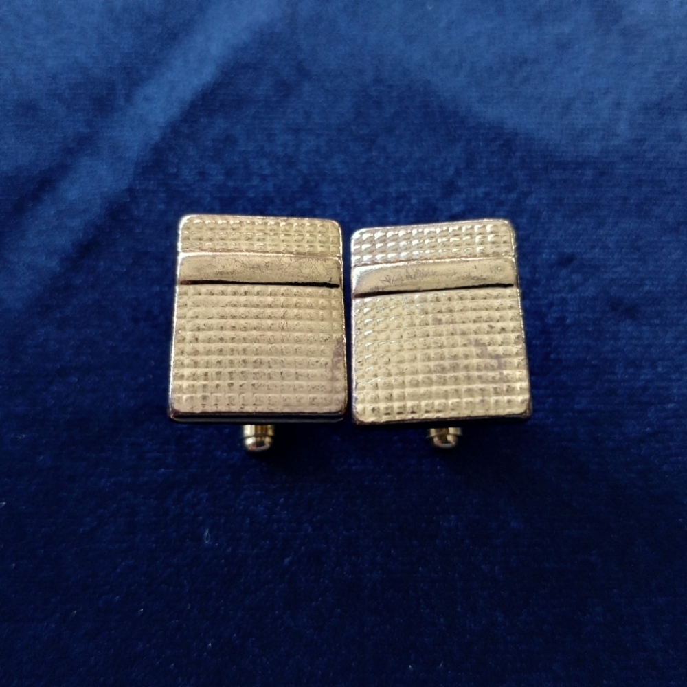 Men's Cuff Links, Rectangle Square Golden, Pre-owned
